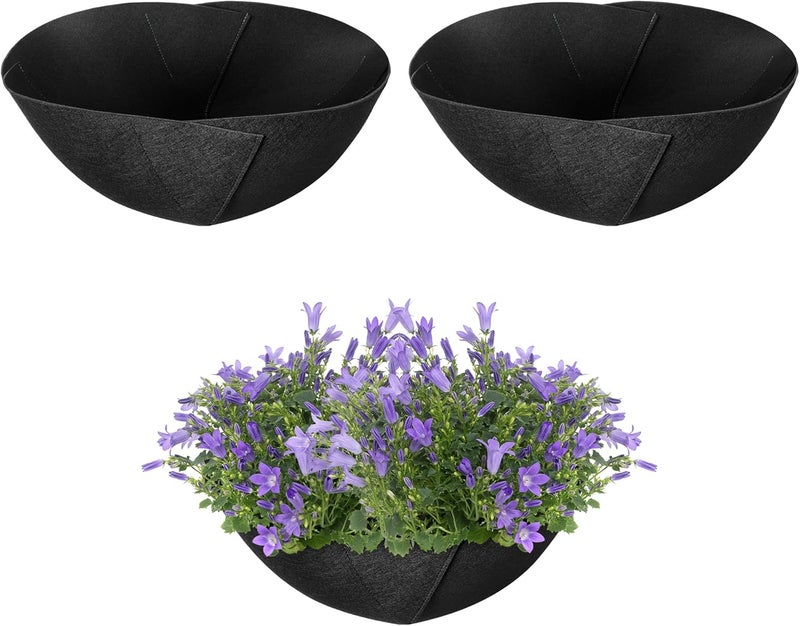 Adnee 3 Pcs 12 Inch Fabric Planter Basket Liner-Felt Flower Pot Liners-Hanging Plant Basket Fiber Insert for Garden Wall Hanging Planter Flower Vegetables(Round) - Image 1